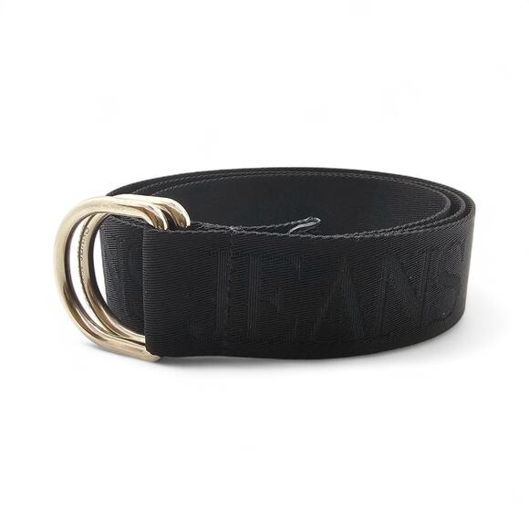 Armani Collezioni Fabric with Metal Double Ring Buckle Black Belt - New - Picture 1 of 3